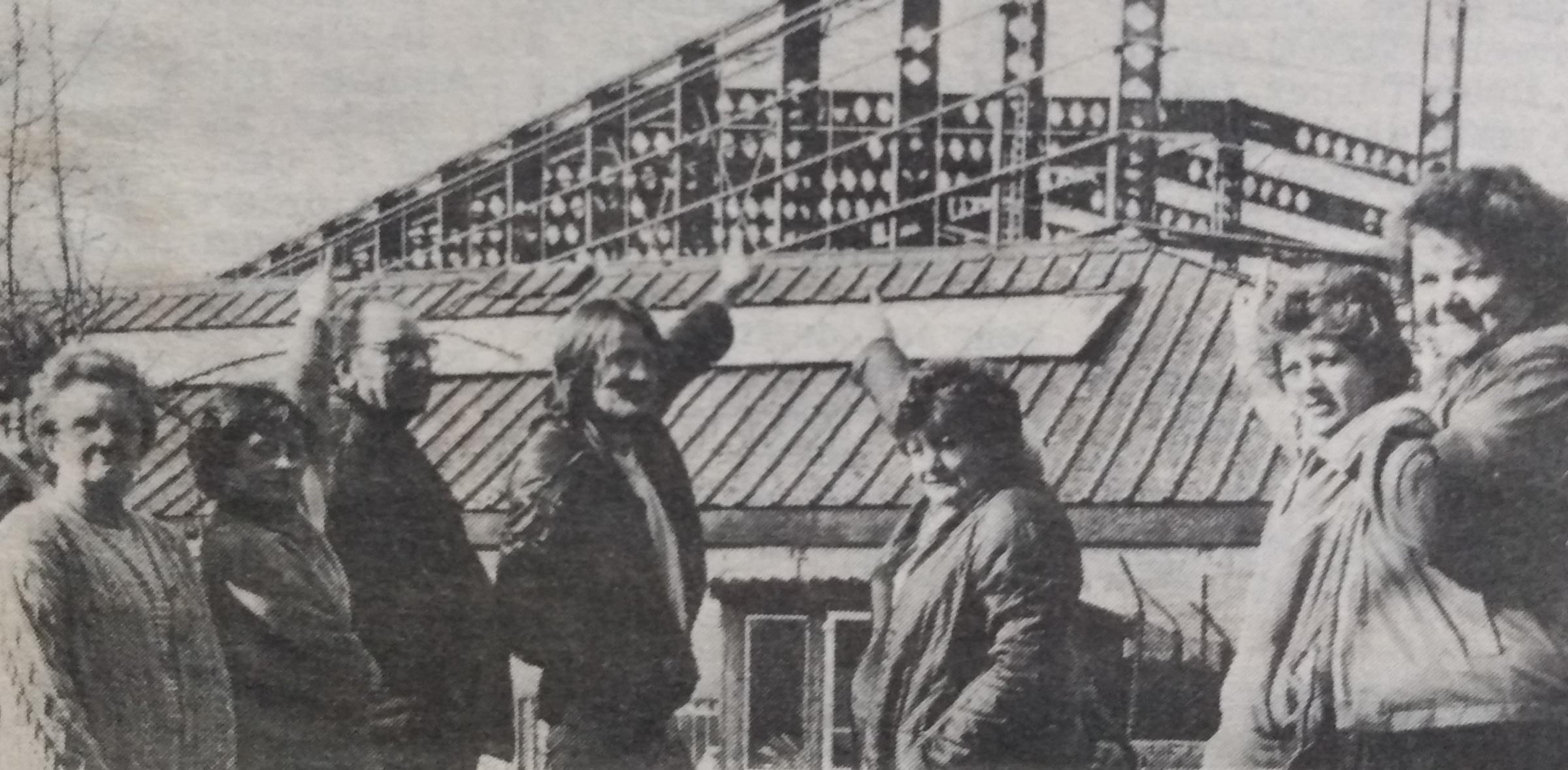 Not everyone was happy with the arrival of the Kay’s warheouse at the bottom of their gardens in St John’s. Householders who said they were misled about the size of the structure are pictured in March 1985