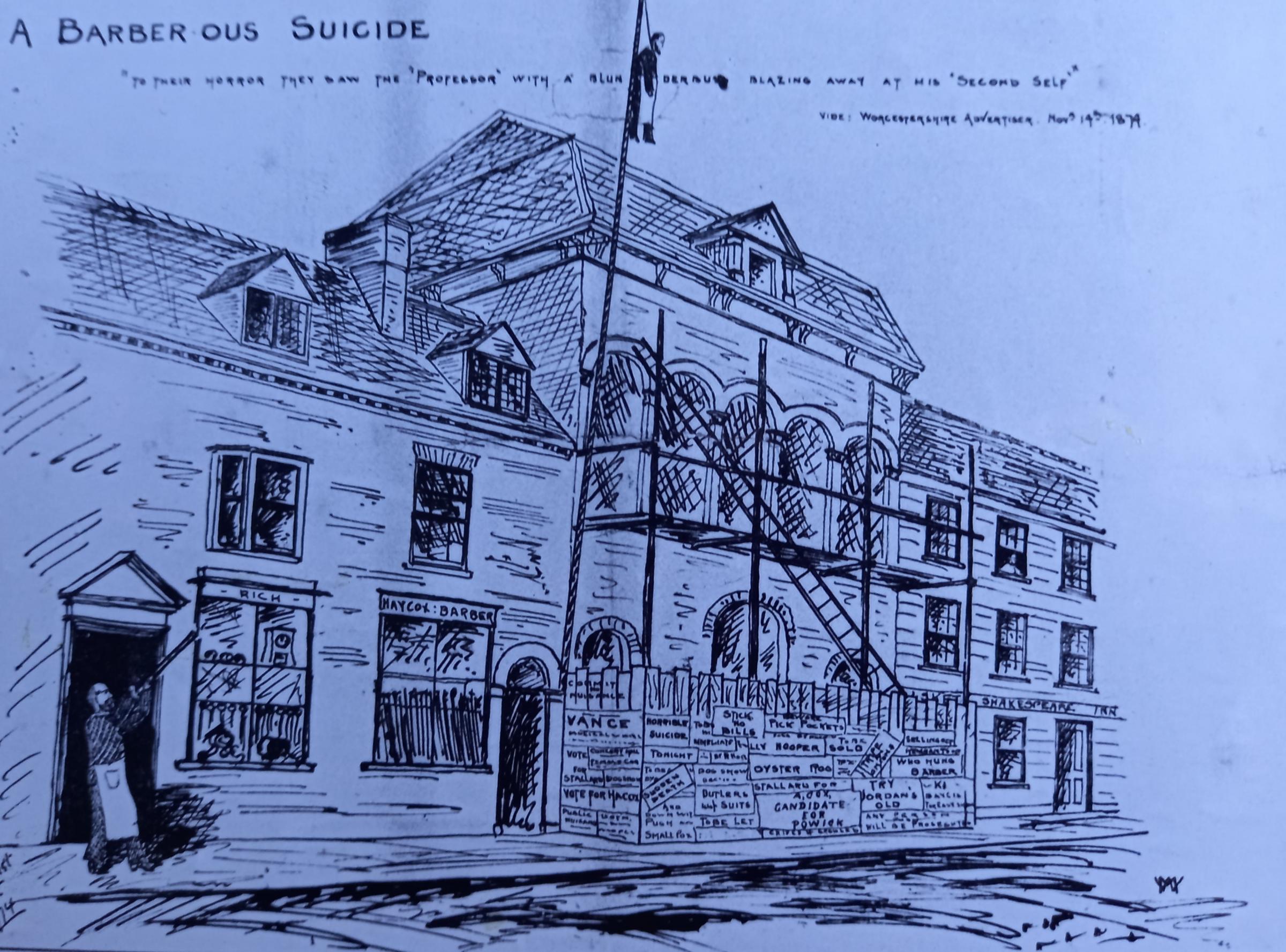 A handbill for a production called A Barber-ous Suicide at the original Theatre Royal