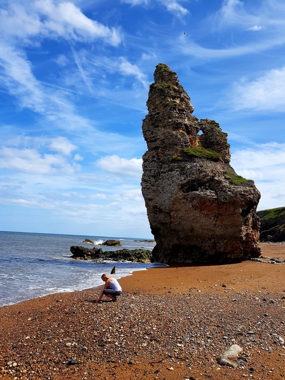 Collecting glass from the beach at Seaham in the north east of England.