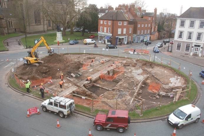 FLASHBACK: Archaeological treasurers were unveiled during the work to redesign the roundabout by Worcester Cathedral in 2015-16