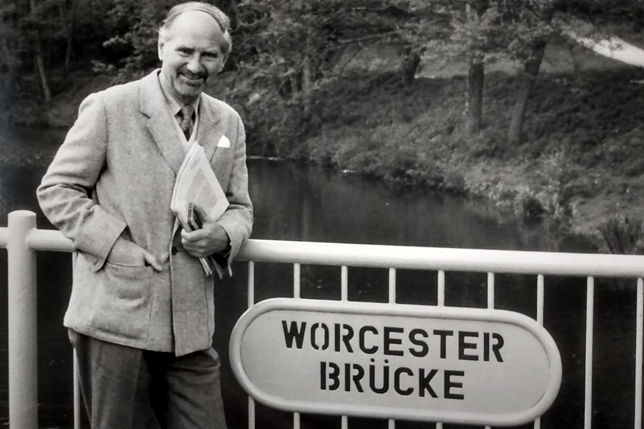 Paul Kuesters pixcturd on Worcesters twin town bridge in April 1991