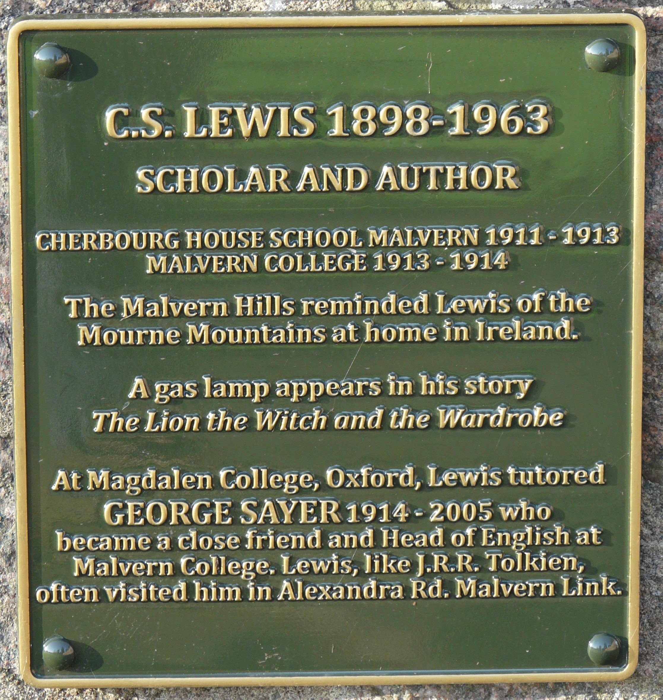 C. S. Lewis Tour--Malvern College
