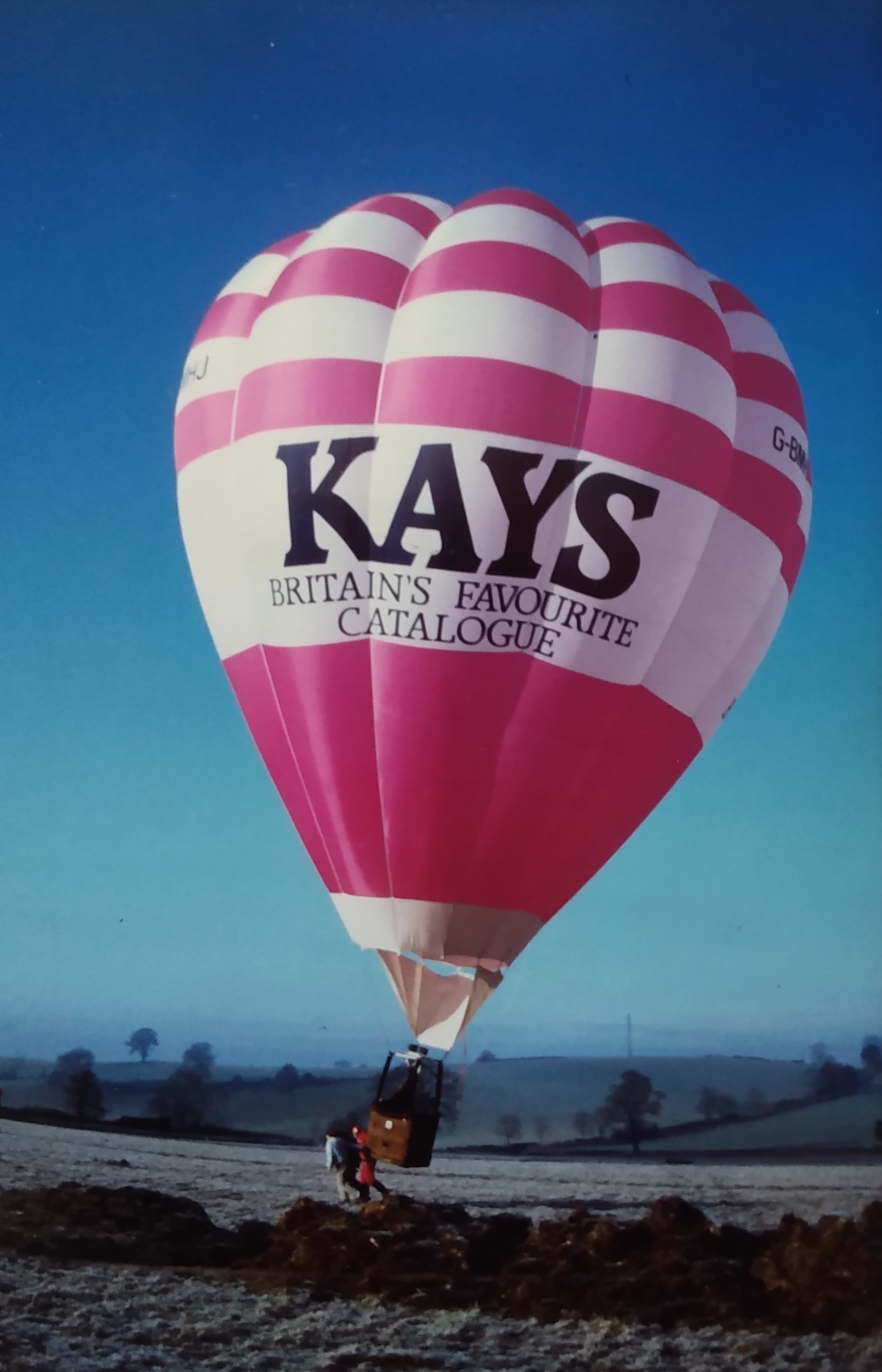 The Kays hot air balloon during one of its test flights on a chilly January morning in 1986